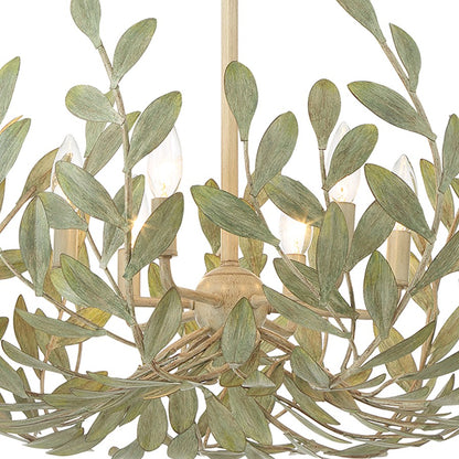 Crystorama Broche 6 Light Chandelier, Champagne Green Tea