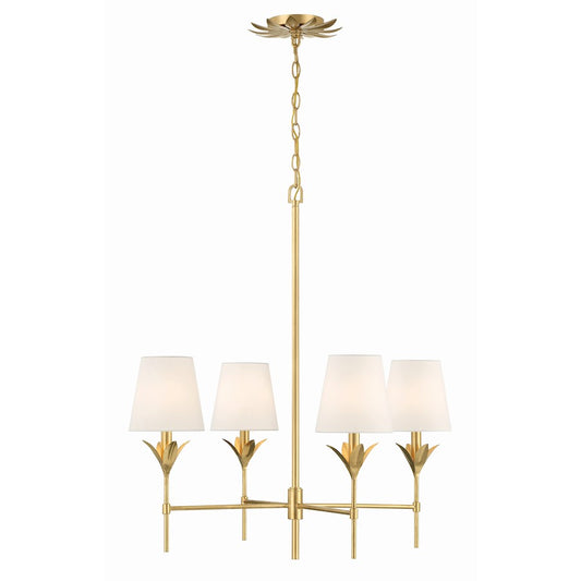6 Light 18" Chandelier, Antique Gold
