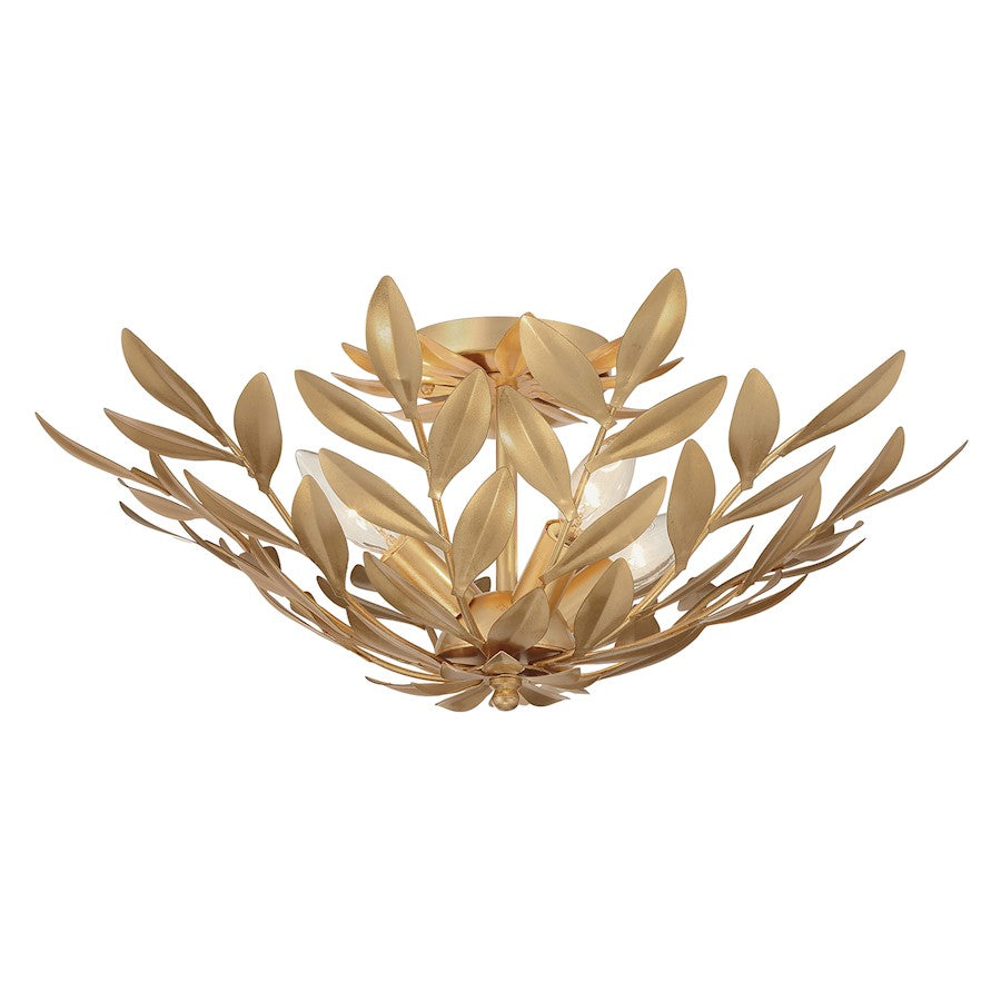 Crystorama Broche 4 Light Semi Flush Mount, Antique Gold - 560-GA