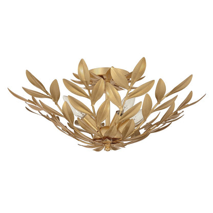Crystorama Broche 4 Light Semi Flush Mount, Antique Gold
