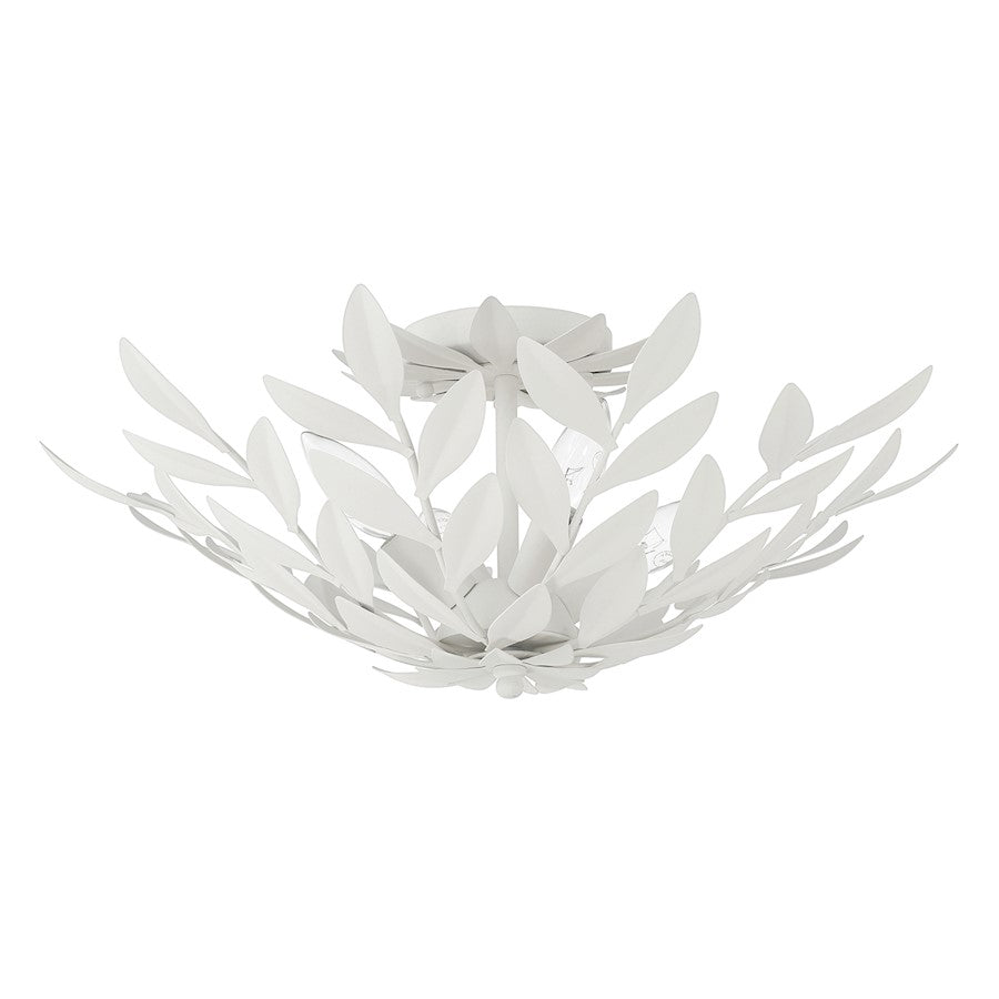 Crystorama Broche 4 Light Semi Flush Mount, Matte White
