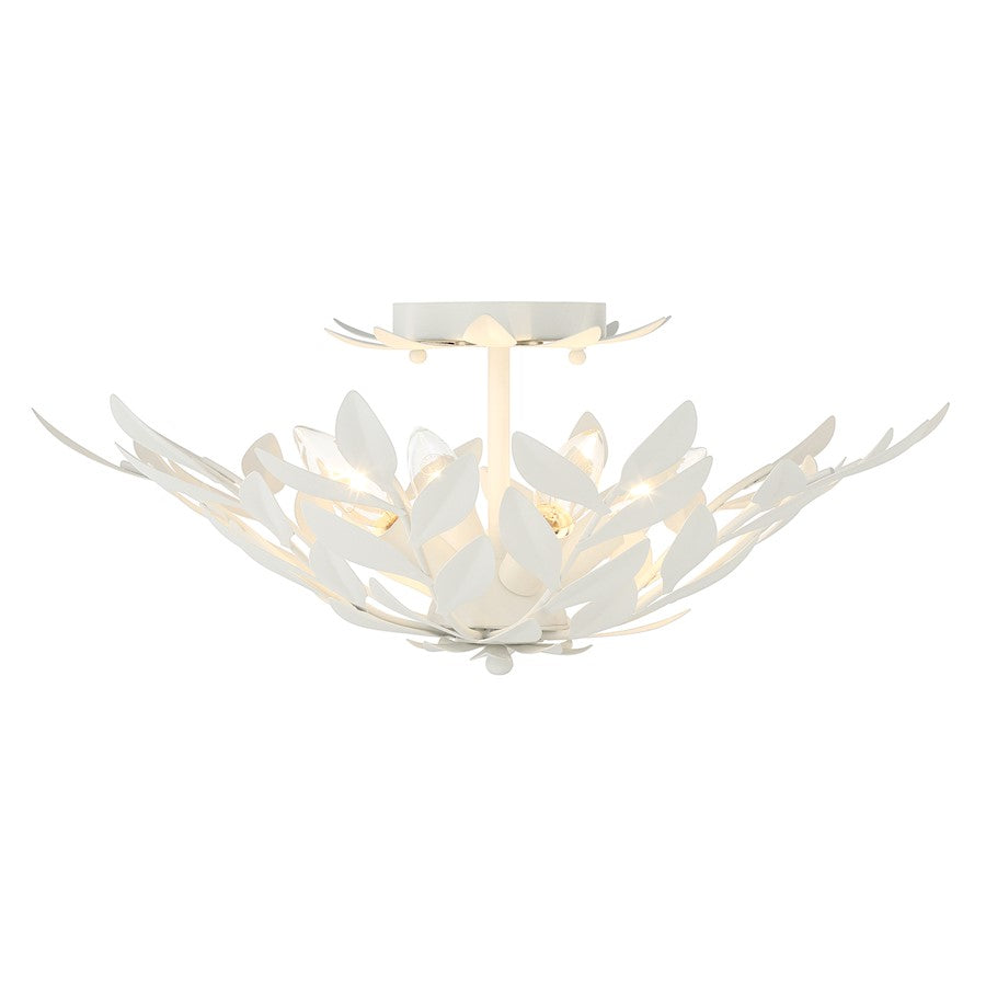 Crystorama Broche 4 Light Semi Flush Mount, Matte White