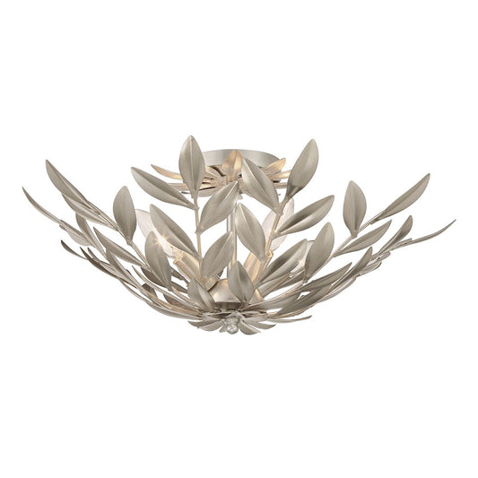 Crystorama Broche 4 Light Semi Flush Mount, Antique Silver - 560-SA