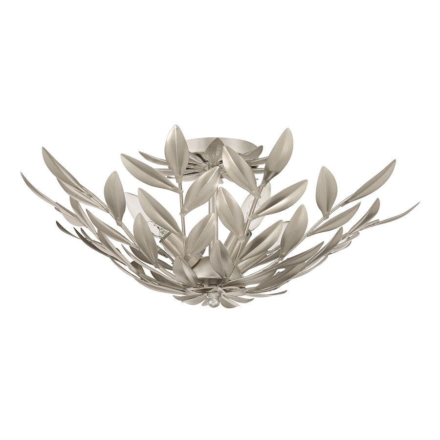 Crystorama Broche 4 Light Semi Flush Mount, Antique Silver