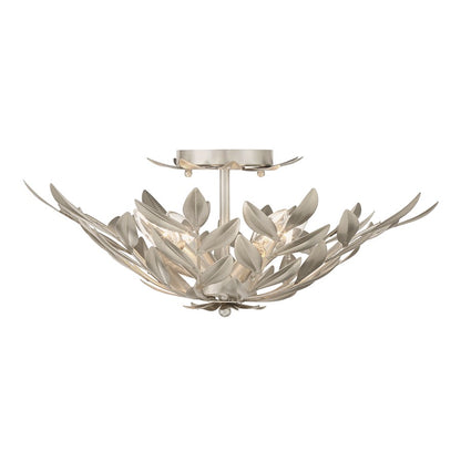 Crystorama Broche 4 Light Semi Flush Mount, Antique Silver