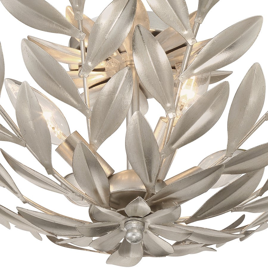 Crystorama Broche 4 Light Semi Flush Mount, Antique Silver