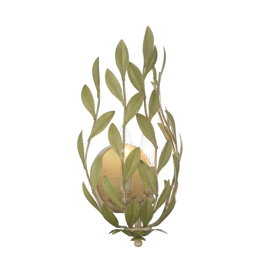 Crystorama Broche 2 Light 8.25" Sconce, Champagne Green Tea