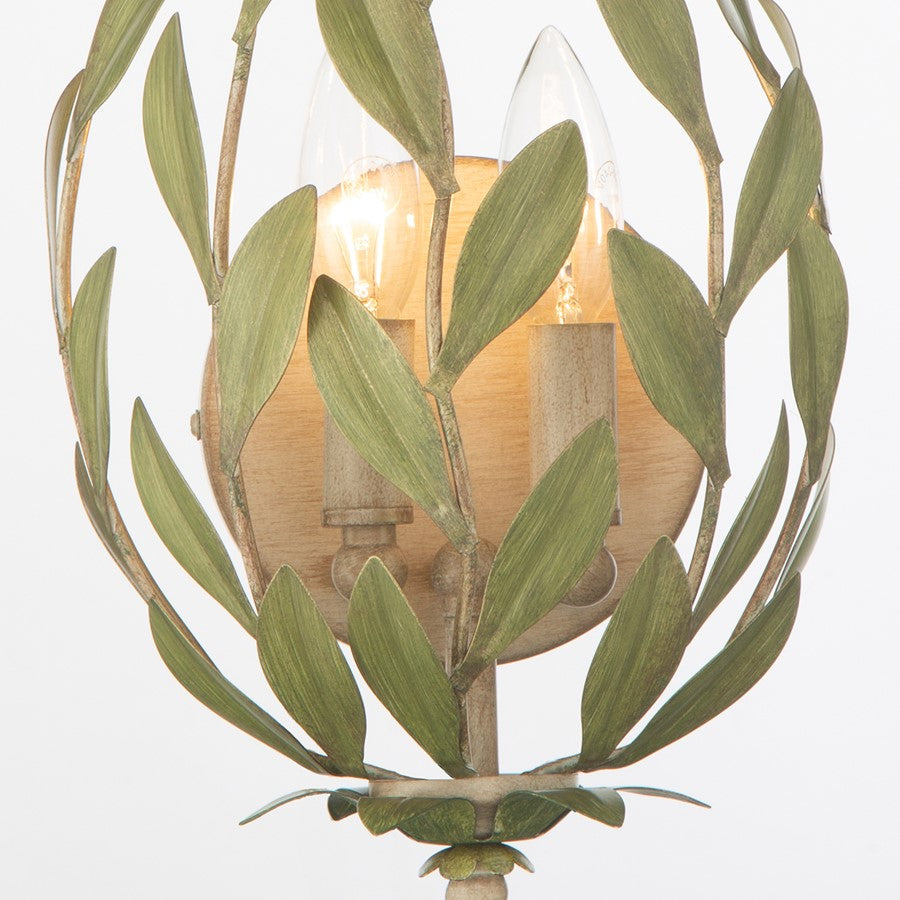 Crystorama Broche 2 Light 8.25" Sconce, Champagne Green Tea