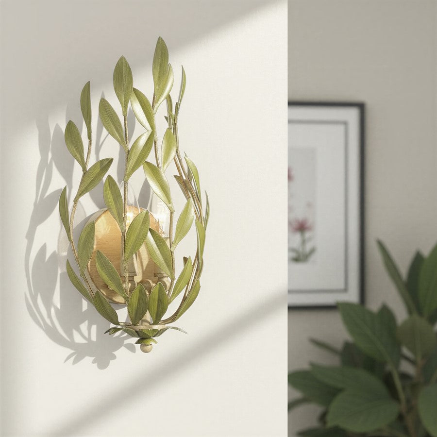 Crystorama Broche 2 Light 8.25" Sconce, Champagne Green Tea