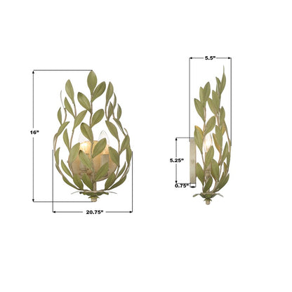 Crystorama Broche 2 Light 8.25" Sconce, Champagne Green Tea