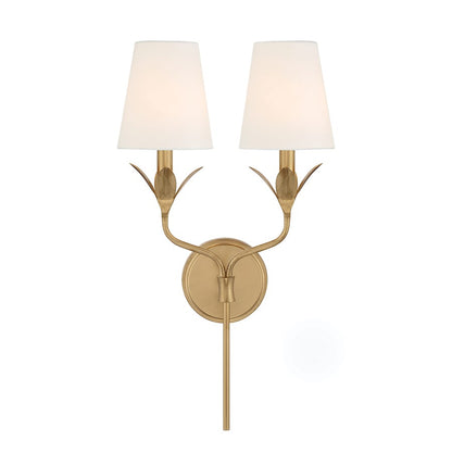 Crystorama Broche 2 Light Sconce, Antique Gold/White - 562-GA