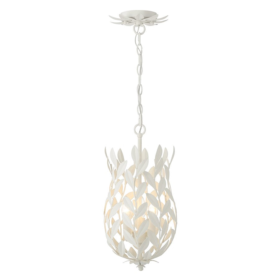 Crystorama Broche 3 Light Mini Pendant, Matte White