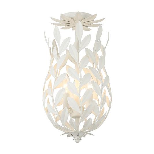 Crystorama Broche 3 Light Semi Flush Mount, Matte White - 563-MT-CEILING