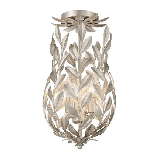 Crystorama Broche 3 Light Semi Flush Mount, Antique Silver - 563-SA-CEILING