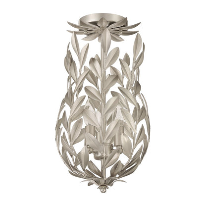 Crystorama Broche 3 Light Semi Flush Mount, Antique Silver