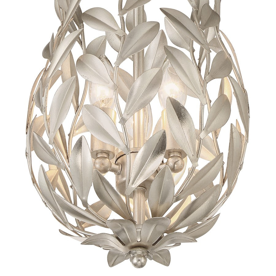 Crystorama Broche 3 Light Semi Flush Mount, Antique Silver