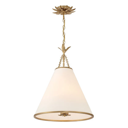 Crystorama Broche 4 Light Pendant, Antique Gold/White - 564-GA