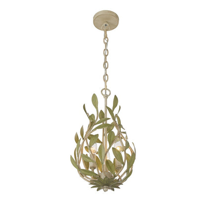 Crystorama Broche 3 Light 9" Chandelier, Champagne Green Tea
