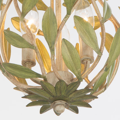Crystorama Broche 3 Light 9" Chandelier, Champagne Green Tea