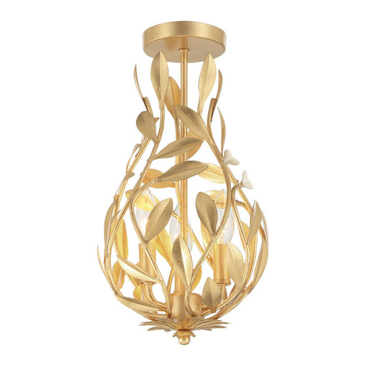 Crystorama Broche 3 Light 9" Semi Flush Mount, Antique Gold - 565-GA-CEILING