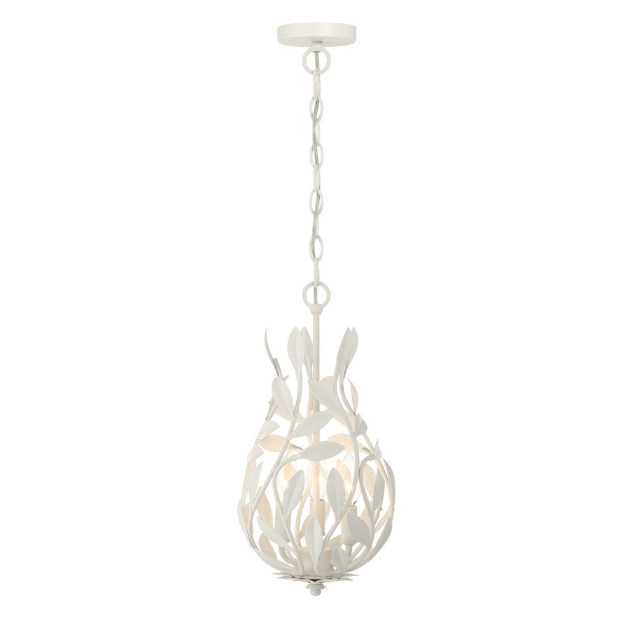 Crystorama Broche 3 Light 9" Chandelier, Matte White