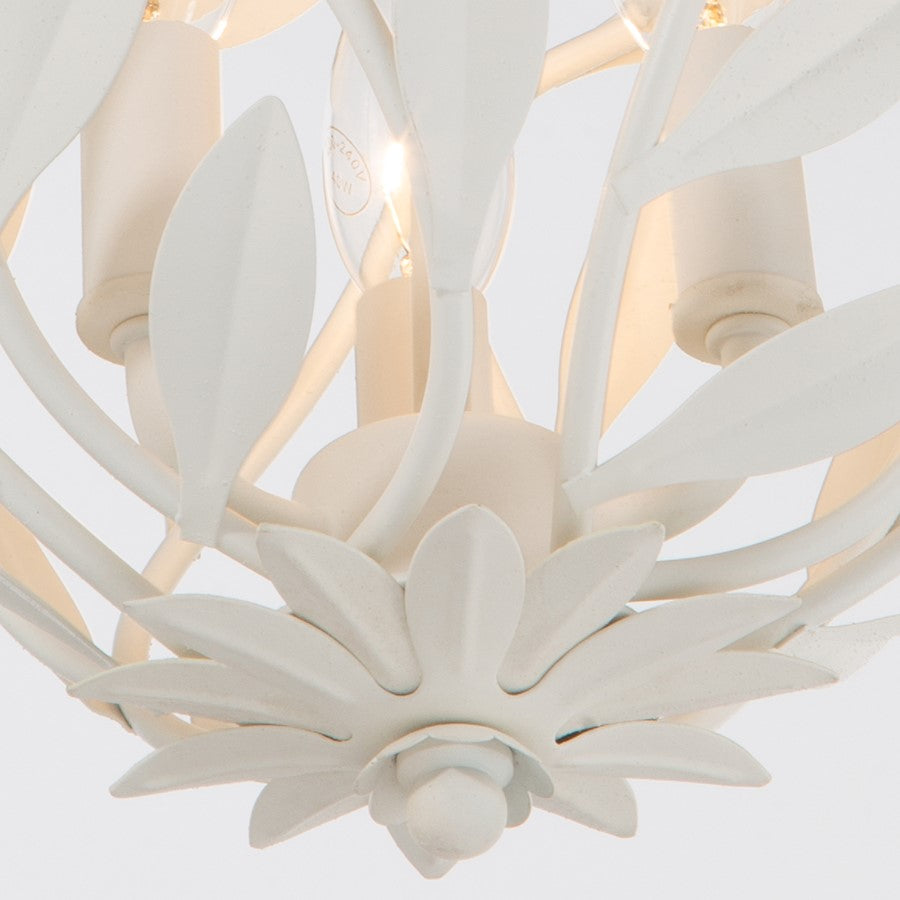 Crystorama Broche 3 Light 9" Chandelier, Matte White