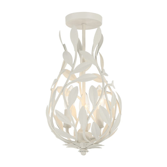 Crystorama Broche 3 Light 9" Semi Flush Mount, Matte White - 565-MT-CEILING
