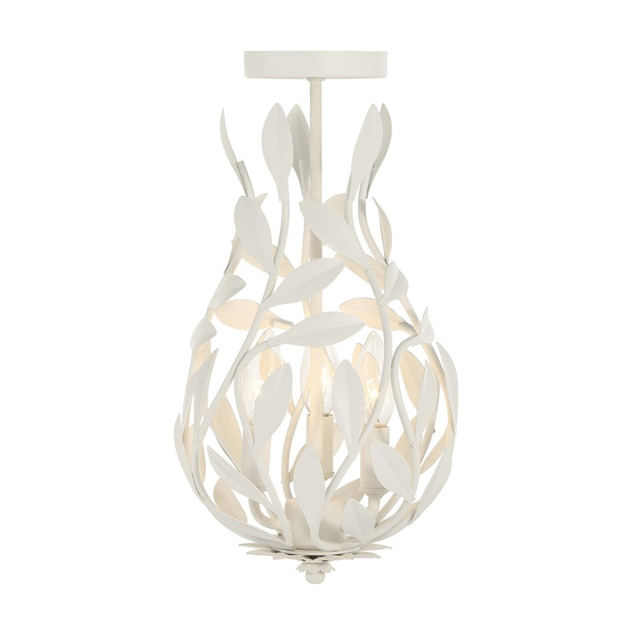 Crystorama Broche 3 Light 9" Semi Flush Mount, Matte White