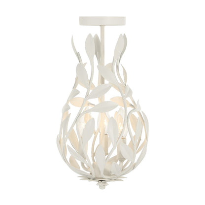Crystorama Broche 3 Light 9" Semi Flush Mount, Matte White
