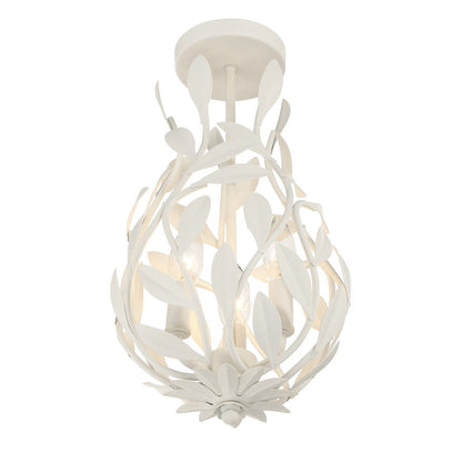 Crystorama Broche 3 Light 9" Semi Flush Mount, Matte White