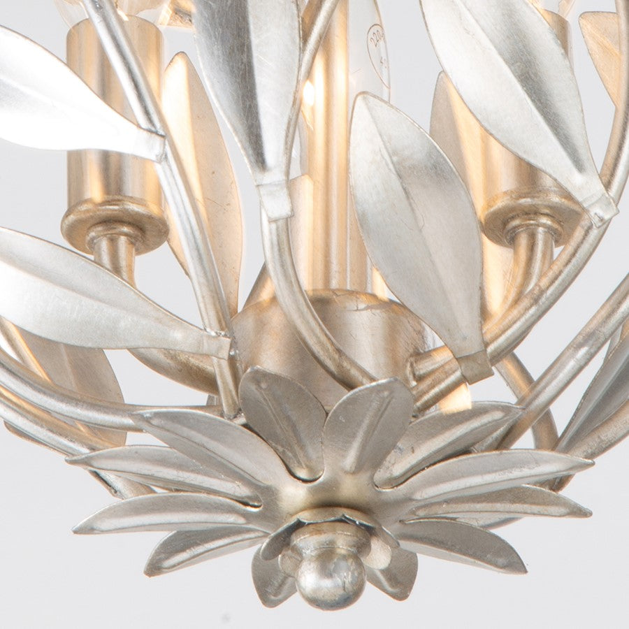 Crystorama Broche 3 Light 9" Chandelier, Antique Silver