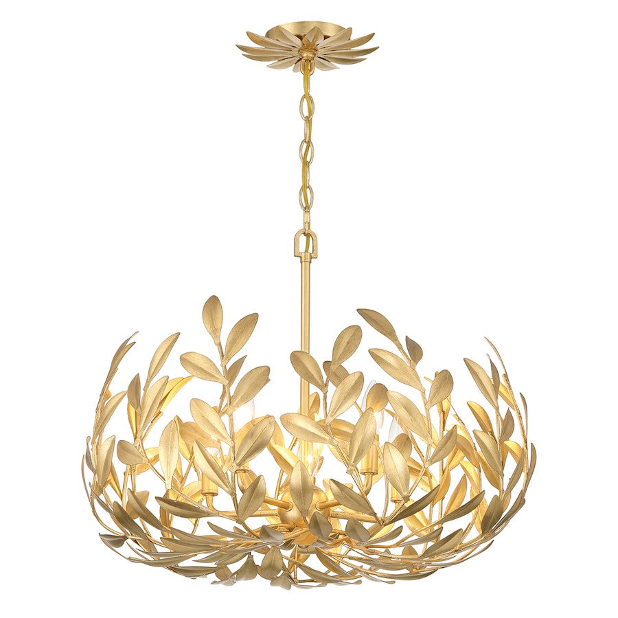 Crystorama Broche 5 Light Chandelier, Antique Gold - 566-GA