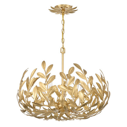 5 Light Chandelier, Antique Gold