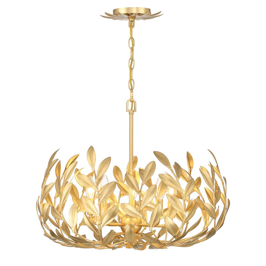 5 Light Chandelier, Antique Gold