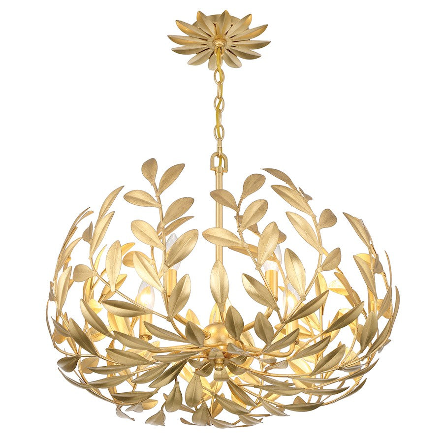 5 Light Chandelier, Antique Gold