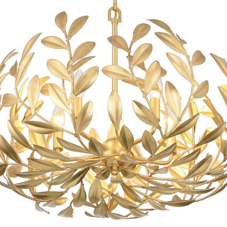 5 Light Chandelier, Antique Gold