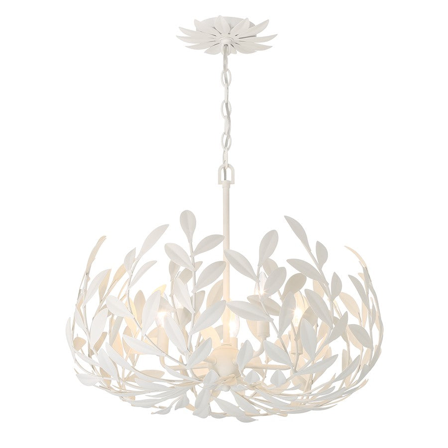 Crystorama Broche 5 Light Chandelier, Matte White - 566-MT