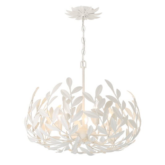 Crystorama Broche 5 Light Chandelier, Matte White - 566-MT