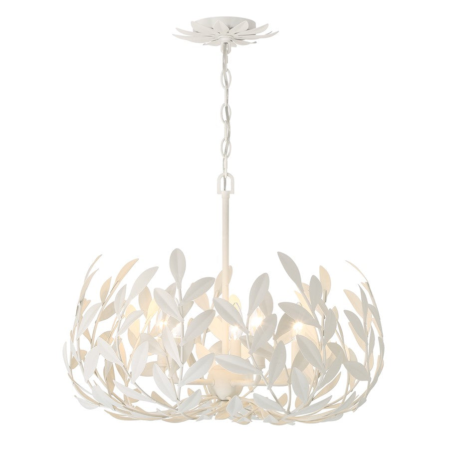 5 Light Chandelier, Matte White