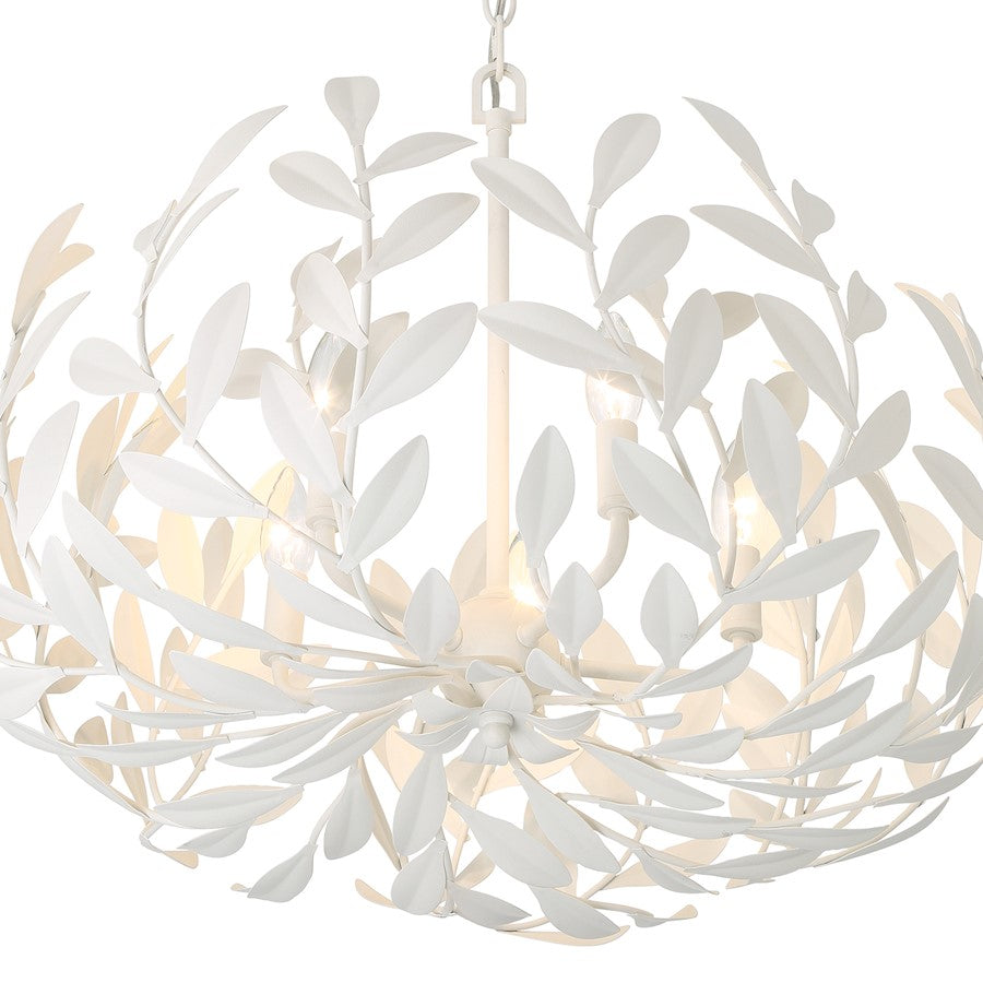 5 Light Chandelier, Matte White