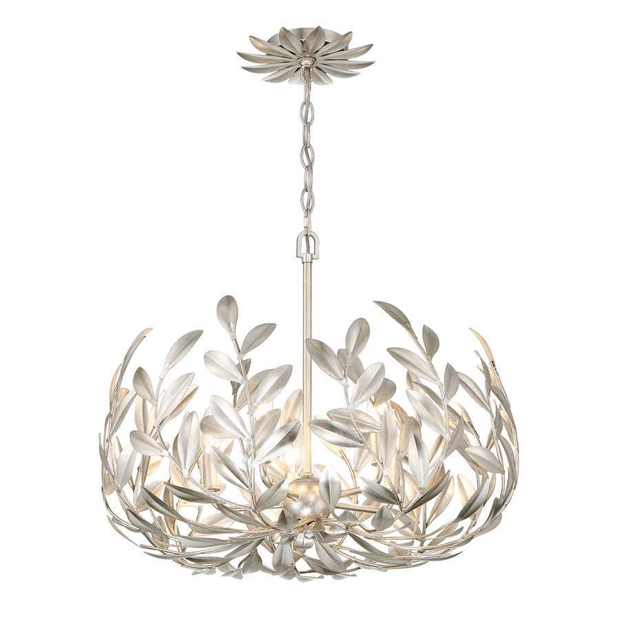 Crystorama Broche 5 Light Chandelier, Antique Silver - 566-SA