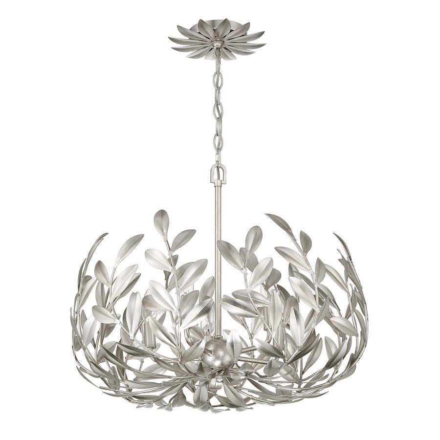 5 Light Chandelier, Antique Silver