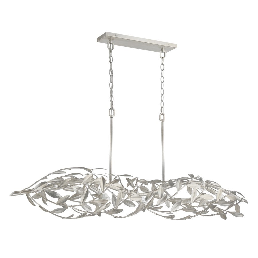 Crystorama Broche 6 Light 50.5" Chandelier, Antique Silver