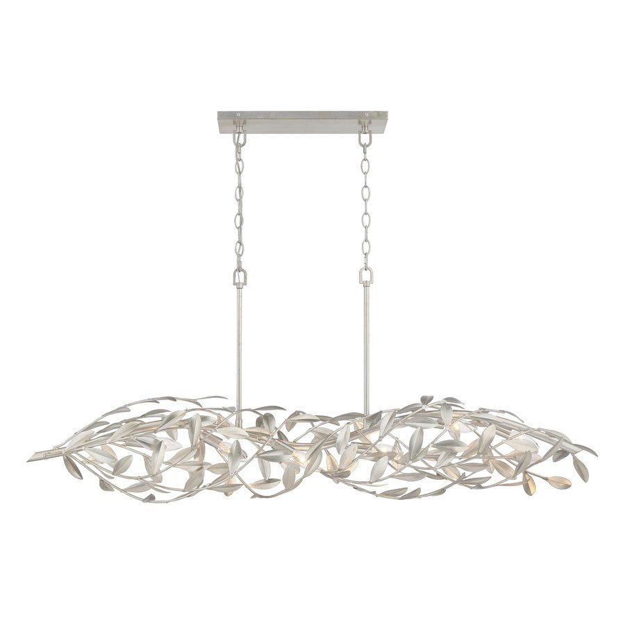 Crystorama Broche 6 Light 50.5" Chandelier, Antique Silver