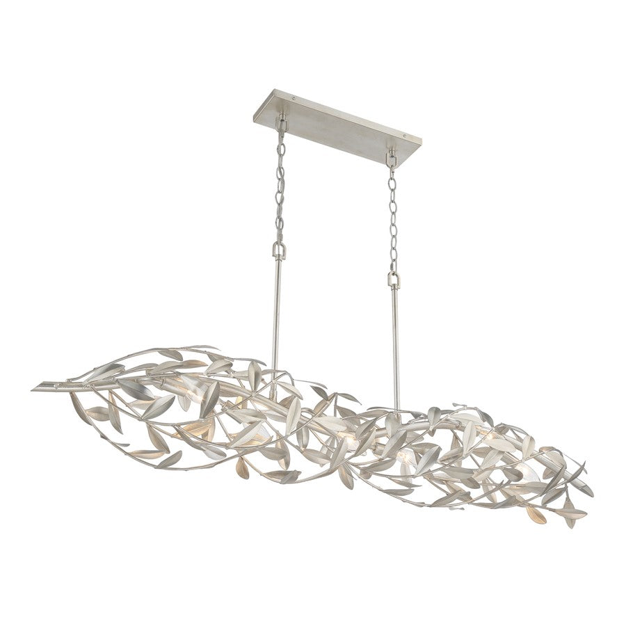 Crystorama Broche 6 Light 50.5" Chandelier, Antique Silver