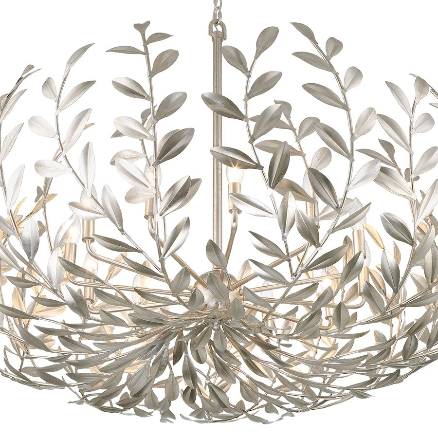 12 Light Chandelier, Antique Silver