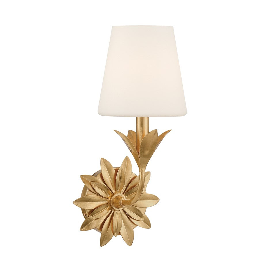 Crystorama Broche 1 Light Sconce, Gold/White - 571-OP-GA