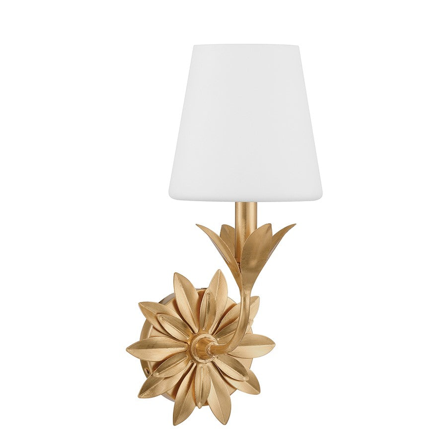 Crystorama Broche 1 Light Sconce, Gold/White