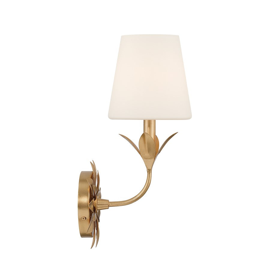 Crystorama Broche 1 Light Sconce, Gold/White