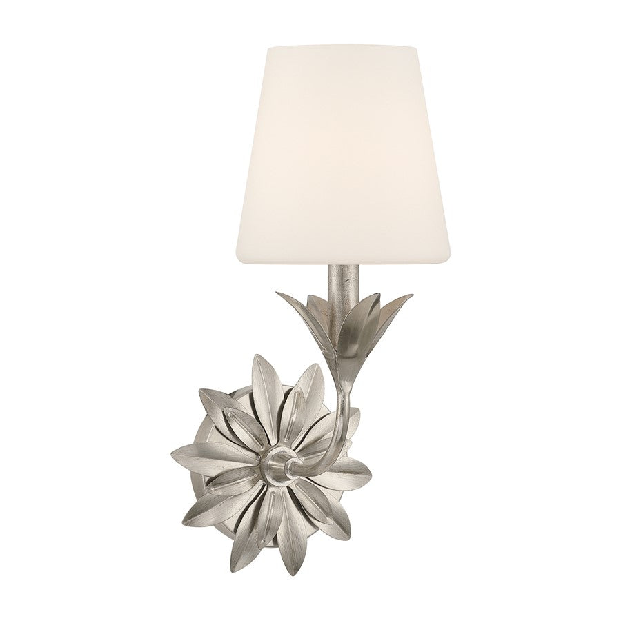 Crystorama Broche 1 Light Sconce, Silver/White - 571-OP-SA